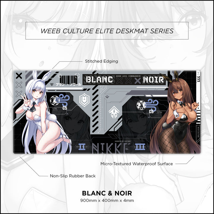 Black and White Bunny Waifu Elite Gaming Desk Mat