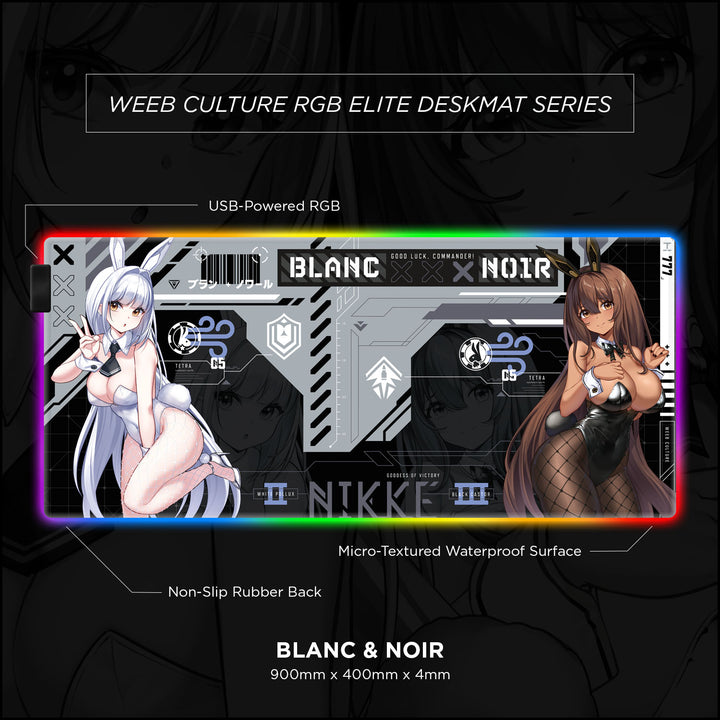Black and White Bunny Waifu Elite Gaming Desk Mat